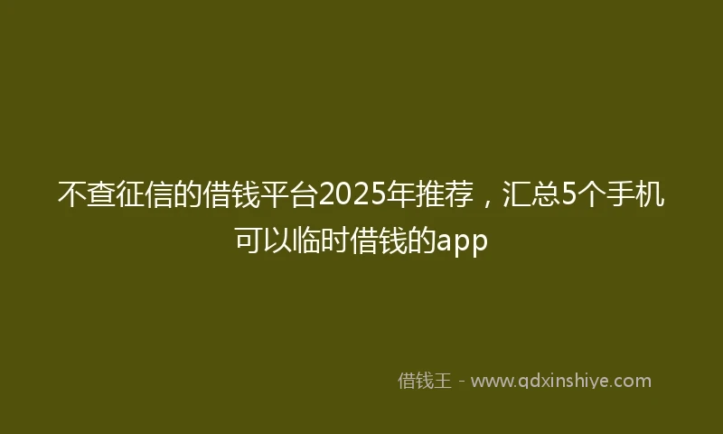 不查征信的借钱平台2025年推荐，汇总5个手机可以临时借钱的app
