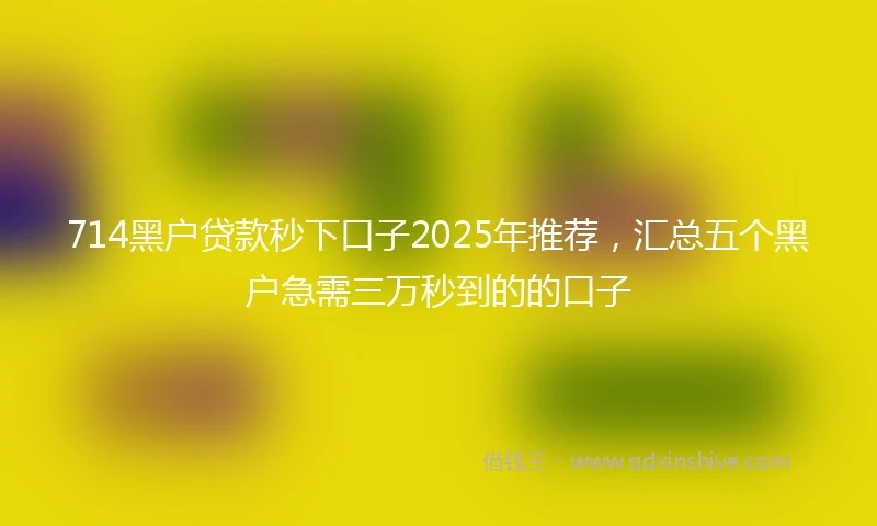 714黑户贷款秒下口子2025年推荐，汇总五个黑户急需三万秒到的的口子