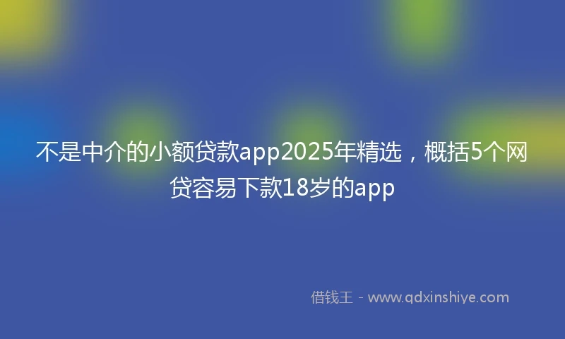 不是中介的小额贷款app2025年精选，概括5个网贷容易下款18岁的app