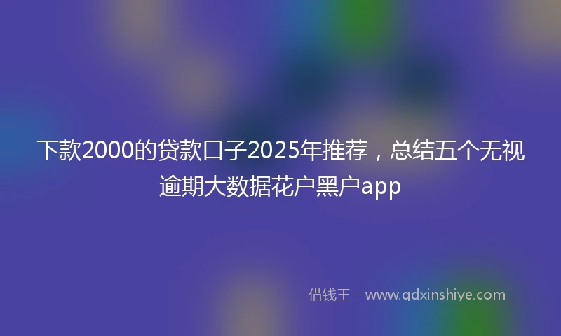 下款2000的贷款口子2025年推荐，总结五个无视逾期大数据花户黑户app