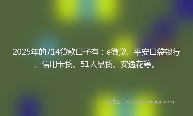 2025年的714贷款口子有：e微贷、平安口袋银行、信用卡贷、51人品贷、安逸花等。