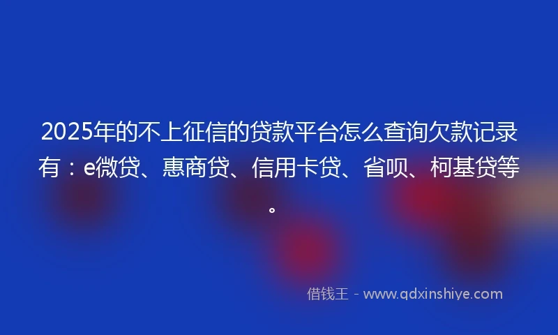 2025年的不上征信的贷款平台怎么查询欠款记录有：e微贷、惠商贷、信用卡贷、省呗、柯基贷等。