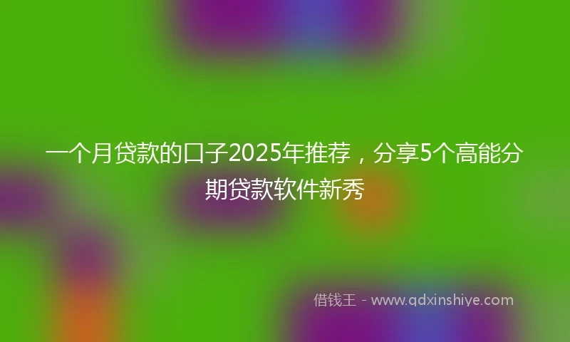 一个月贷款的口子2025年推荐，分享5个高能分期贷款软件新秀