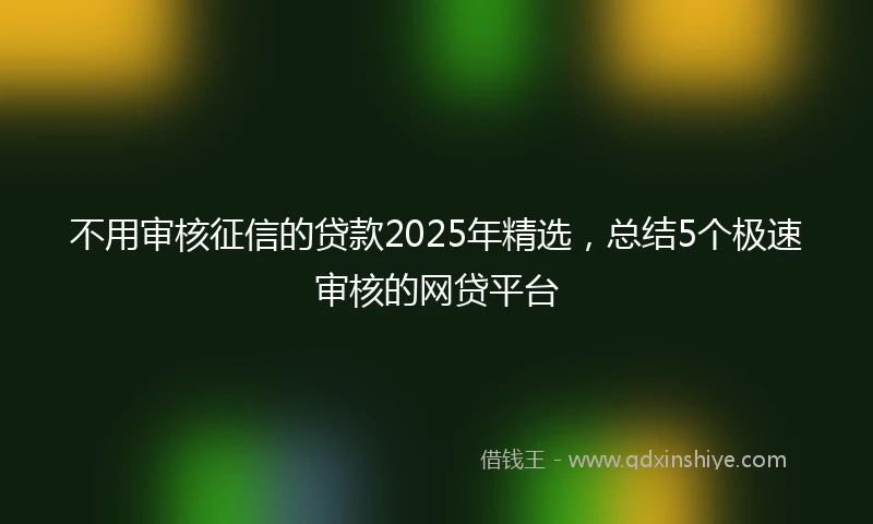 不用审核征信的贷款2025年精选，总结5个极速审核的网贷平台