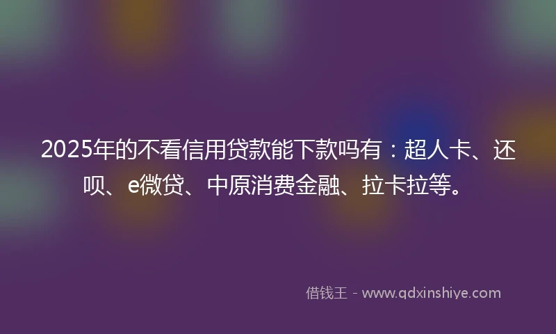 2025年的不看信用贷款能下款吗有：超人卡、还呗、e微贷、中原消费金融、拉卡拉等。