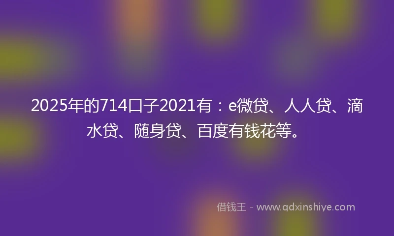 2025年的714口子2021有：e微贷、人人贷、滴水贷、随身贷、百度有钱花等。