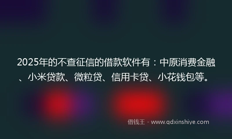 2025年的不查征信的借款软件有：中原消费金融、小米贷款、微粒贷、信用卡贷、小花钱包等。