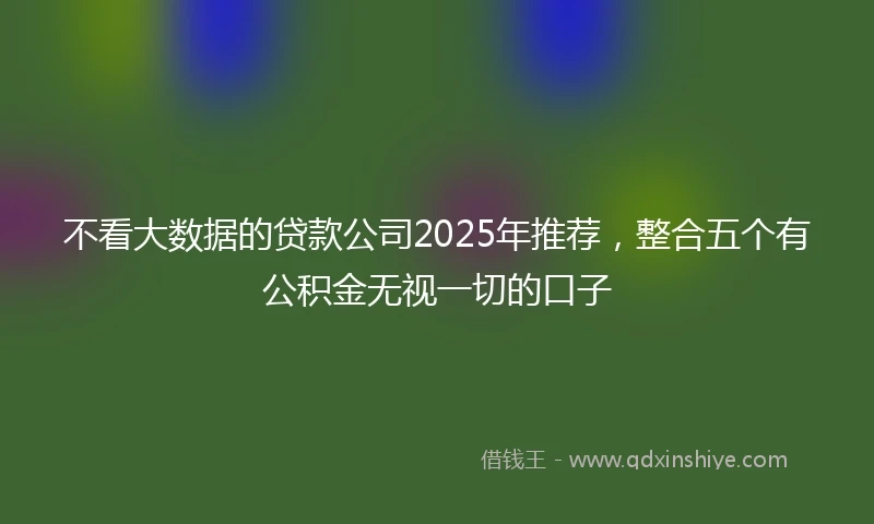 不看大数据的贷款公司2025年推荐，整合五个有公积金无视一切的口子