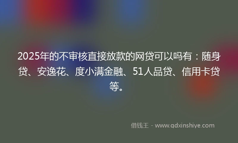 2025年的不审核直接放款的网贷可以吗有：随身贷、安逸花、度小满金融、51人品贷、信用卡贷等。
