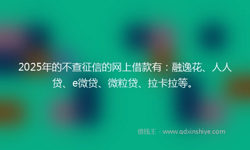 2025年的不查征信的网上借款有：融逸花、人人贷、e微贷、微粒贷、拉卡拉等。