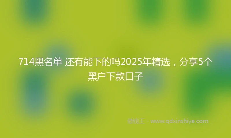 714黑名单 还有能下的吗2025年精选，分享5个黑户下款口子