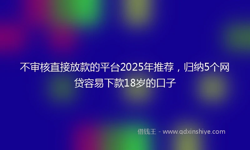 不审核直接放款的平台2025年推荐，归纳5个网贷容易下款18岁的口子
