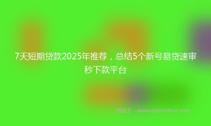 7天短期贷款2025年推荐，总结5个新号易贷速审秒下款平台