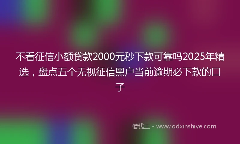不看征信小额贷款2000元秒下款可靠吗2025年精选，盘点五个无视征信黑户当前逾期必下款的口子
