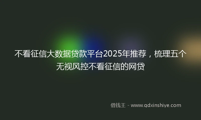 不看征信大数据贷款平台2025年推荐，梳理五个无视风控不看征信的网贷