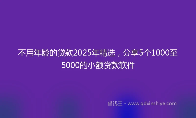 不用年龄的贷款2025年精选，分享5个1000至5000的小额贷款软件