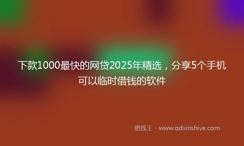 下款1000最快的网贷2025年精选,分享5个手机可以临时借钱的软件