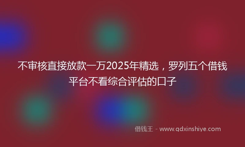 不审核直接放款一万2025年精选，罗列五个借钱平台不看综合评估的口子