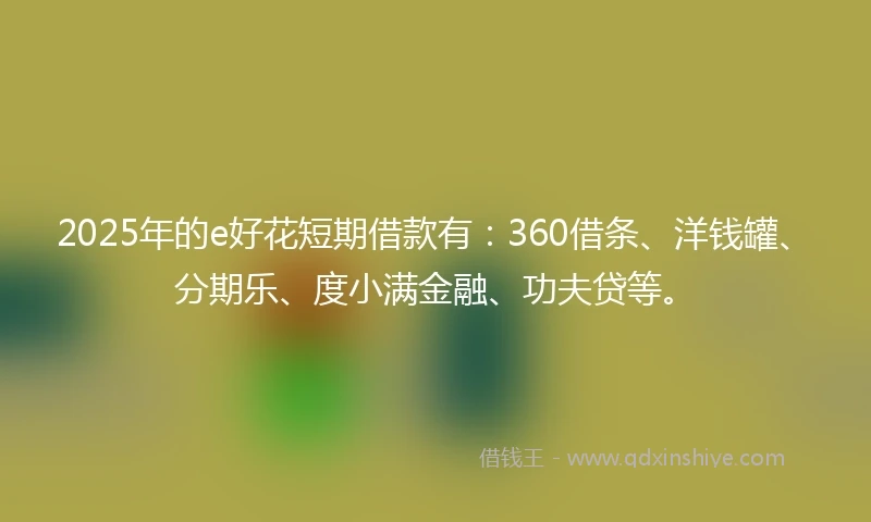2025年的e好花短期借款有：360借条、洋钱罐、分期乐、度小满金融、功夫贷等。