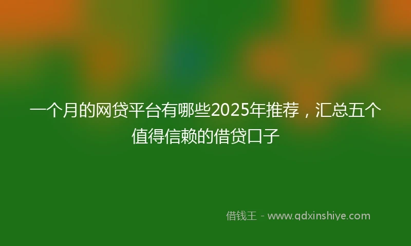 一个月的网贷平台有哪些2025年推荐，汇总五个值得信赖的借贷口子