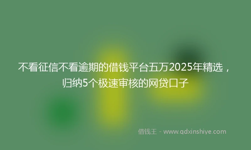 不看征信不看逾期的借钱平台五万2025年精选，归纳5个极速审核的网贷口子