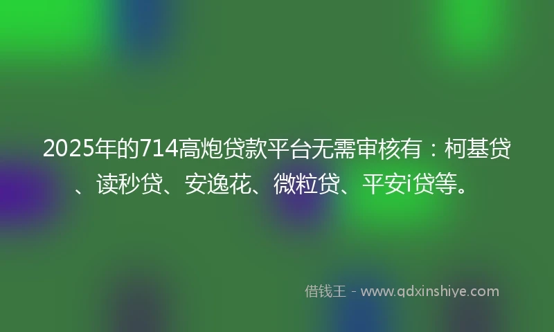 2025年的714高炮贷款平台无需审核有：柯基贷、读秒贷、安逸花、微粒贷、平安i贷等。