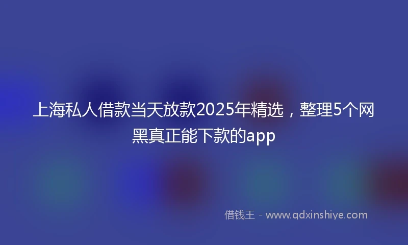 上海私人借款当天放款2025年精选，整理5个网黑真正能下款的app