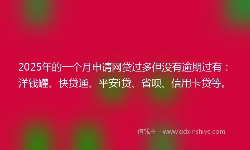 2025年的一个月申请网贷过多但没有逾期过有：洋钱罐、快贷通、平安i贷、省呗、信用卡贷等。