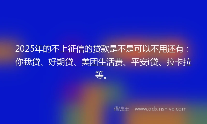 2025年的不上征信的贷款是不是可以不用还有:你我贷、好期贷、美团生活费、平安i贷、拉卡拉等。