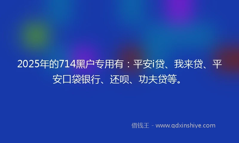 2025年的714黑户专用有：平安i贷、我来贷、平安口袋银行、还呗、功夫贷等。