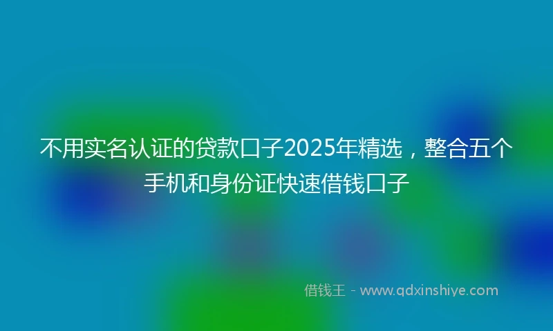 不用实名认证的贷款口子2025年精选，整合五个手机和身份证快速借钱口子