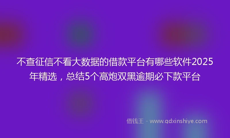 不查征信不看大数据的借款平台有哪些软件2025年精选，总结5个高炮双黑逾期必下款平台