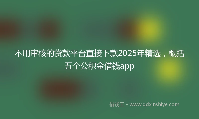 不用审核的贷款平台直接下款2025年精选，概括五个公积金借钱app