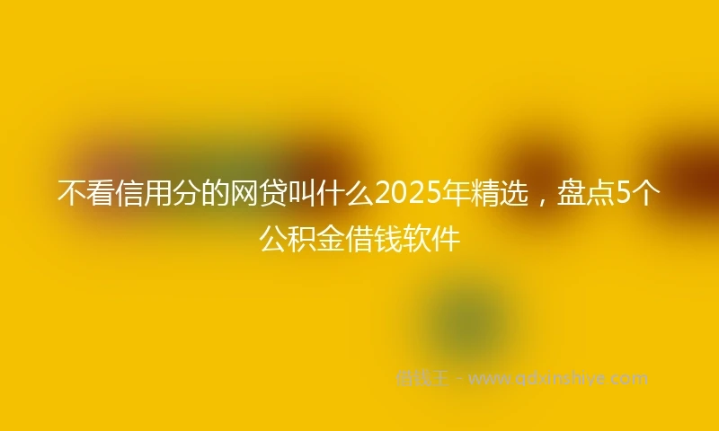 不看信用分的网贷叫什么2025年精选，盘点5个公积金借钱软件