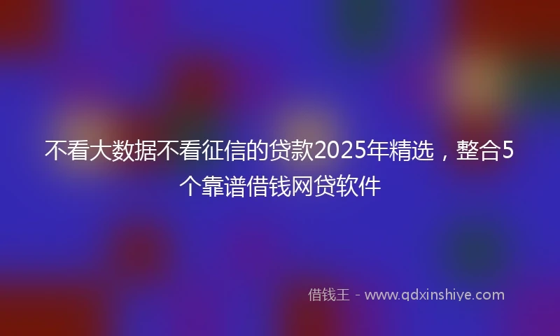 不看大数据不看征信的贷款2025年精选，整合5个靠谱借钱网贷软件
