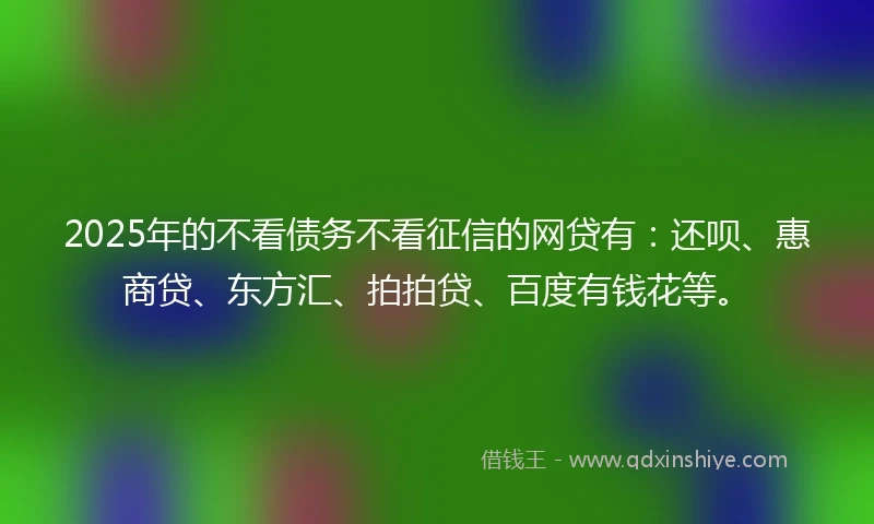 2025年的不看债务不看征信的网贷有：还呗、惠商贷、东方汇、拍拍贷、百度有钱花等。