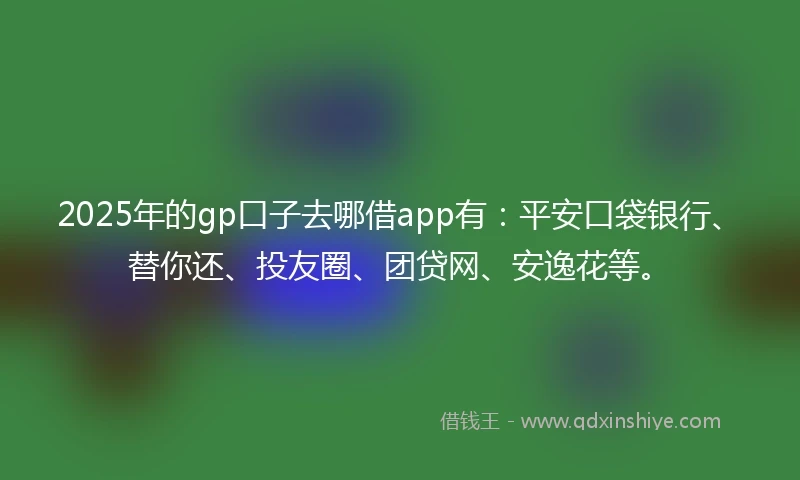 2025年的gp口子去哪借app有：平安口袋银行、替你还、投友圈、团贷网、安逸花等。
