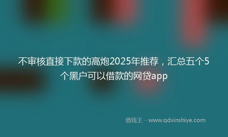不审核直接下款的高炮2025年推荐，汇总五个5个黑户可以借款的网贷app
