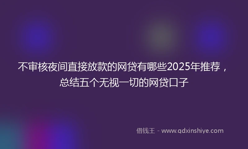 不审核夜间直接放款的网贷有哪些2025年推荐，总结五个无视一切的网贷口子