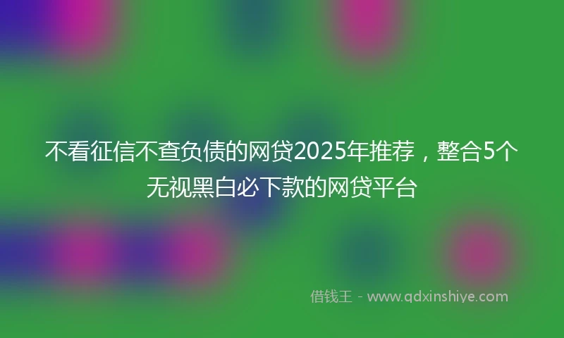 不看征信不查负债的网贷2025年推荐，整合5个无视黑白必下款的网贷平台