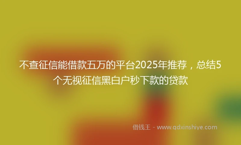 不查征信能借款五万的平台2025年推荐，总结5个无视征信黑白户秒下款的贷款