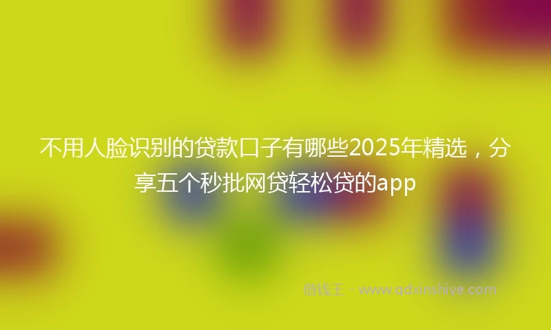 不用人脸识别的贷款口子有哪些2025年精选，分享五个秒批网贷轻松贷的app
