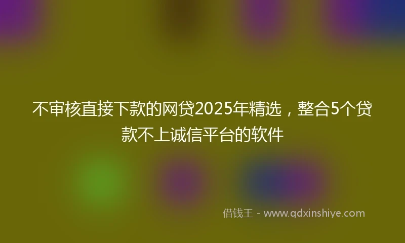 不审核直接下款的网贷2025年精选，整合5个贷款不上诚信平台的软件