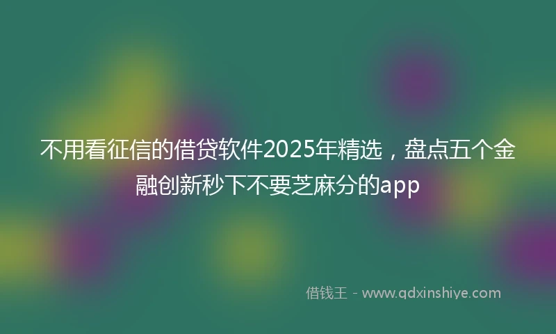 不用看征信的借贷软件2025年精选，盘点五个金融创新秒下不要芝麻分的app
