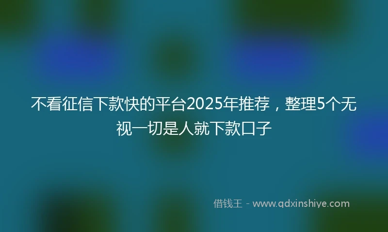 不看征信下款快的平台2025年推荐，整理5个无视一切是人就下款口子