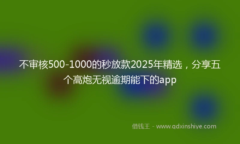 不审核500-1000的秒放款2025年精选，分享五个高炮无视逾期能下的app