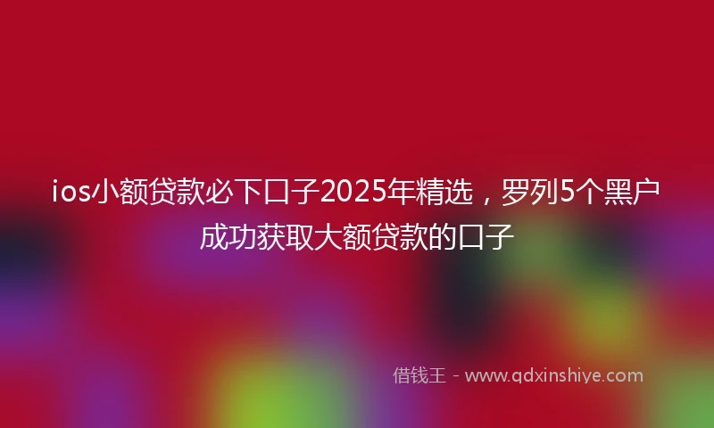 ios小额贷款必下口子2025年精选，罗列5个黑户成功获取大额贷款的口子