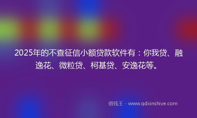 2025年的不查征信小额贷款软件有：你我贷、融逸花、微粒贷、柯基贷、安逸花等。