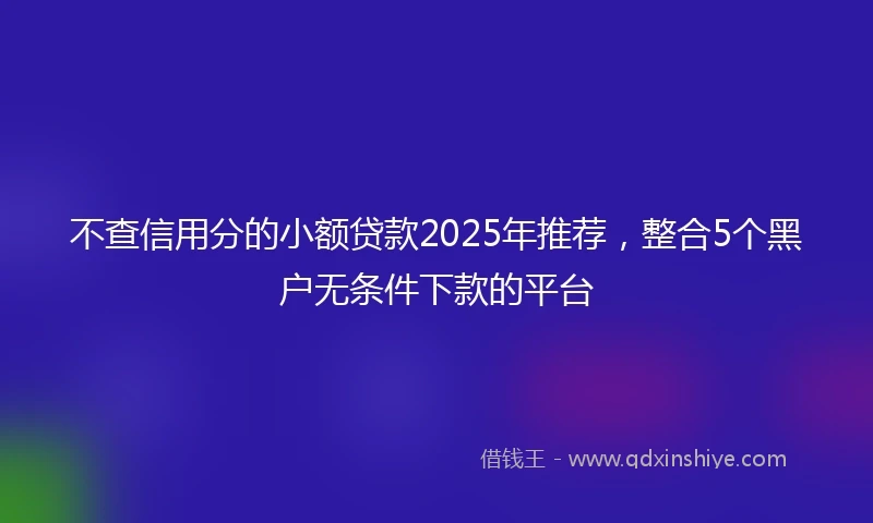 不查信用分的小额贷款2025年推荐，整合5个黑户无条件下款的平台