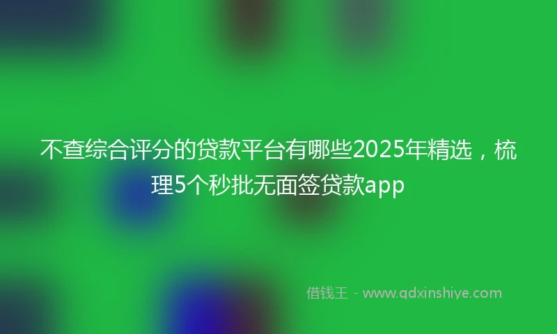 不查综合评分的贷款平台有哪些2025年精选，梳理5个秒批无面签贷款app
